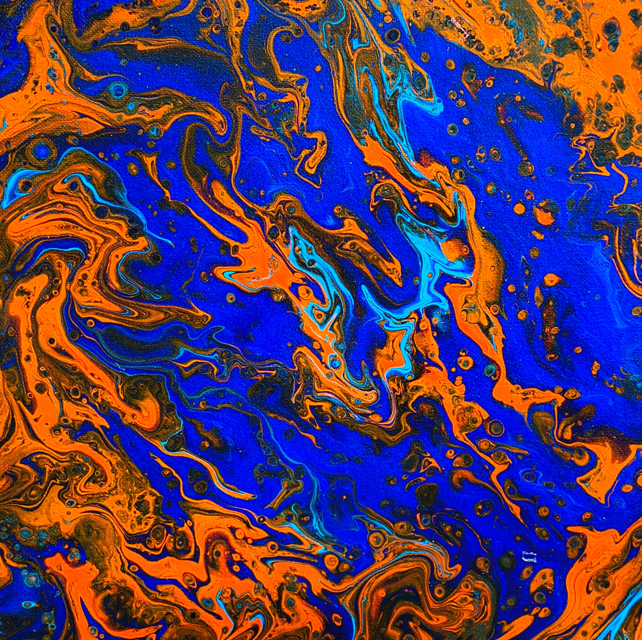 Azure Ember - pour painting by Chris Broussard